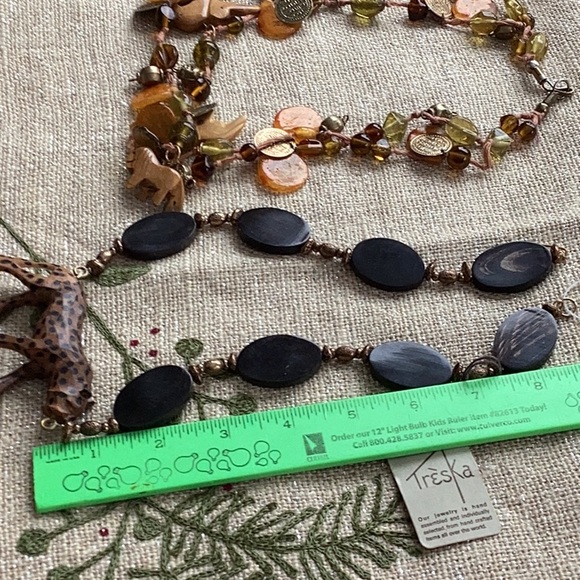 🦏 TRESKA VINTAGE DEADSTOCK LEOPARD NECKLACE KENYA AFRICA HAND CRAFTED 🐘 - Picture 10 of 16